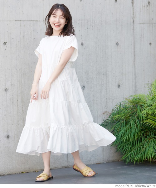 coca（coca）（コカ）の「コットンティアードワンピース（ワンピース・レディース・ホワイト/ブラック・ONE SIZE）」の5枚目の写真