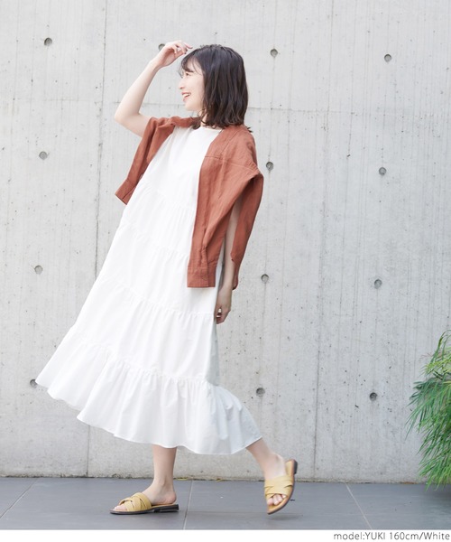 coca（coca）（コカ）の「コットンティアードワンピース（ワンピース・レディース・ホワイト/ブラック・ONE SIZE）」の6枚目の写真