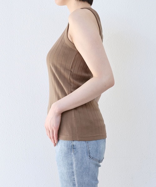 セール】コットンフライスワイドリブタンクトップ（タンクトップ