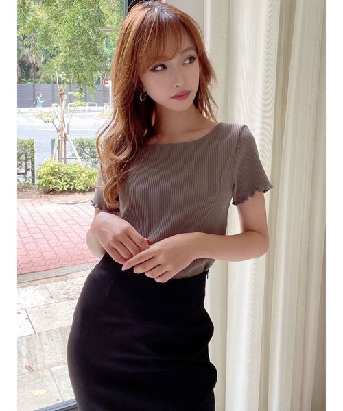 RESEXXY(リゼクシー)の「バックレースアップカットトップス(Tシャツ/カットソー・レディース・ブラック/ブラウン/ピンク/アイボリー・FREE)」の5枚目の写真