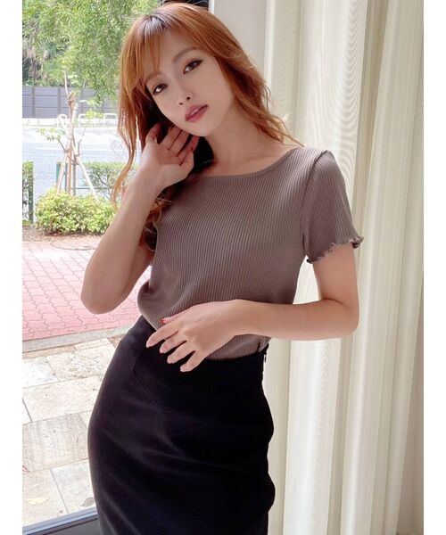 RESEXXY(リゼクシー)の「バックレースアップカットトップス(Tシャツ/カットソー・レディース・ブラック/ブラウン/ピンク/アイボリー・FREE)」の6枚目の写真