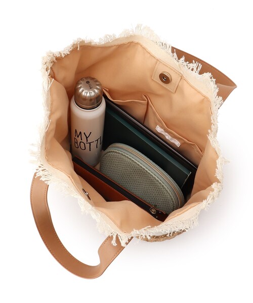 DRESKIP（ドレスキップ）の「◆フリンジ切り替えトート（トートバッグ・レディース・カーキ/オレンジ/アイボリー/キャメル・00）」の9枚目の写真