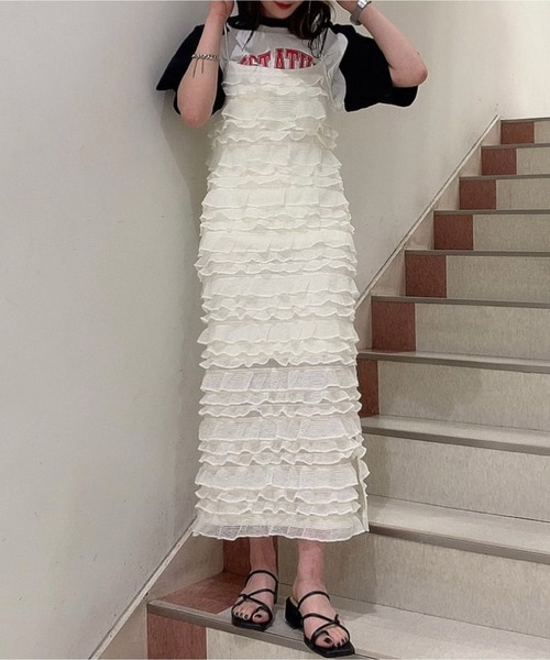 dispark(ディスパーク)の「DISPARK/チュールティアードキャミワンピース(ワンピース・レディース・アイボリー・FREE)」の8枚目の写真