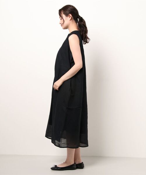 prose verse（プロズヴェール）の「インド綿スタンドカラーノースリワンピース（ワンピース・レディース・ブラック/ベージュ/レッド・ﾌﾘ-）」の4枚目の写真
