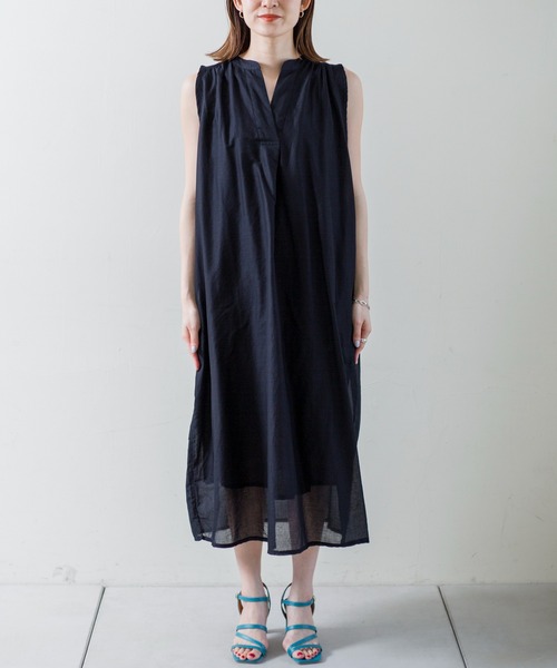 prose verse（プロズヴェール）の「インド綿スタンドカラーノースリワンピース（ワンピース・レディース・ブラック/ベージュ/レッド・ﾌﾘ-）」の17枚目の写真