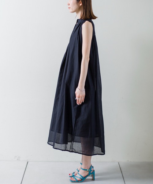 prose verse（プロズヴェール）の「インド綿スタンドカラーノースリワンピース（ワンピース・レディース・ブラック/ベージュ/レッド・ﾌﾘ-）」の18枚目の写真