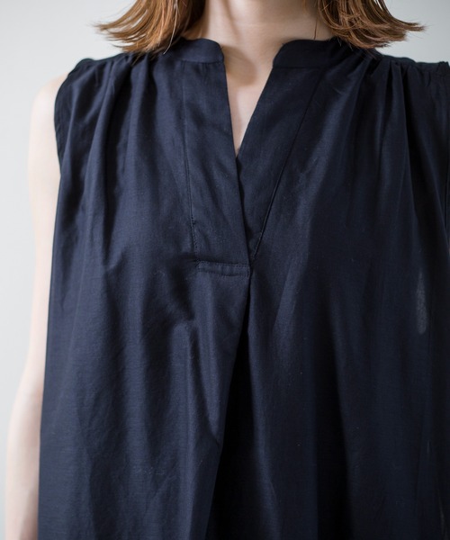 prose verse（プロズヴェール）の「インド綿スタンドカラーノースリワンピース（ワンピース・レディース・ブラック/ベージュ/レッド・ﾌﾘ-）」の21枚目の写真