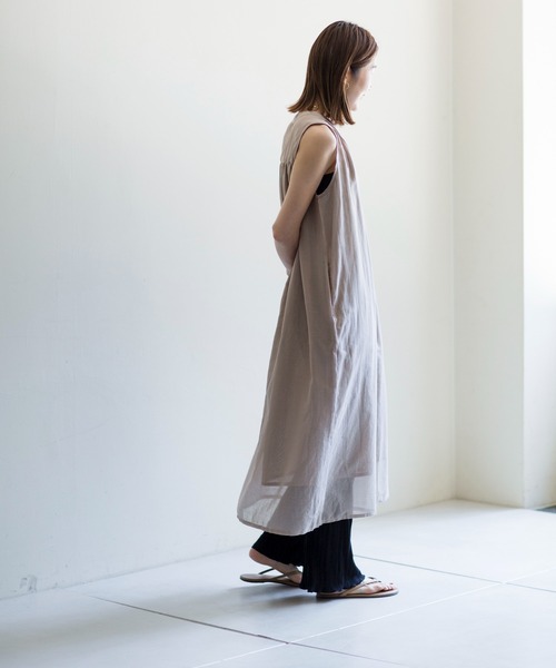 prose verse（プロズヴェール）の「インド綿スタンドカラーノースリワンピース（ワンピース・レディース・ブラック/ベージュ/レッド・ﾌﾘ-）」の14枚目の写真