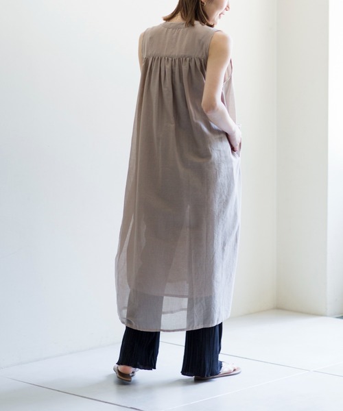 prose verse（プロズヴェール）の「インド綿スタンドカラーノースリワンピース（ワンピース・レディース・ブラック/ベージュ/レッド・ﾌﾘ-）」の16枚目の写真