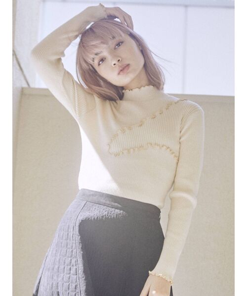 merry jenny(メリージェニー)の「ランダムメロウリブニット(ニット/セーター・レディース・アイボリー/グレー/ブラック/ターコイズブルー・FREE)」の5枚目の写真