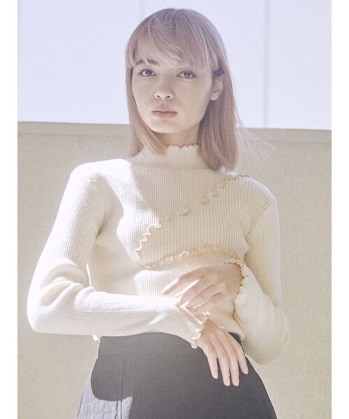 merry jenny(メリージェニー)の「ランダムメロウリブニット(ニット/セーター・レディース・アイボリー/グレー/ブラック/ターコイズブルー・FREE)」の6枚目の写真