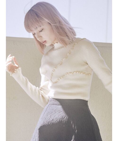 merry jenny(メリージェニー)の「ランダムメロウリブニット(ニット/セーター・レディース・アイボリー/グレー/ブラック/ターコイズブルー・FREE)」の8枚目の写真