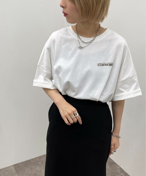 apres jour mignon(アプレジュールミニョン)の「アソートBIGスリットT2【ZOZOTOWN限定アイテム】(Tシャツ/カットソー・レディース・オフホワイト/ナチュラル/ブラック系その他2/その他/ダークブルー/ブラック/ブラック系その他/ホワイト系その他3/ホワイト系その他/ホワイト系その他2・フリー/X-LARGE)」の11枚目の写真