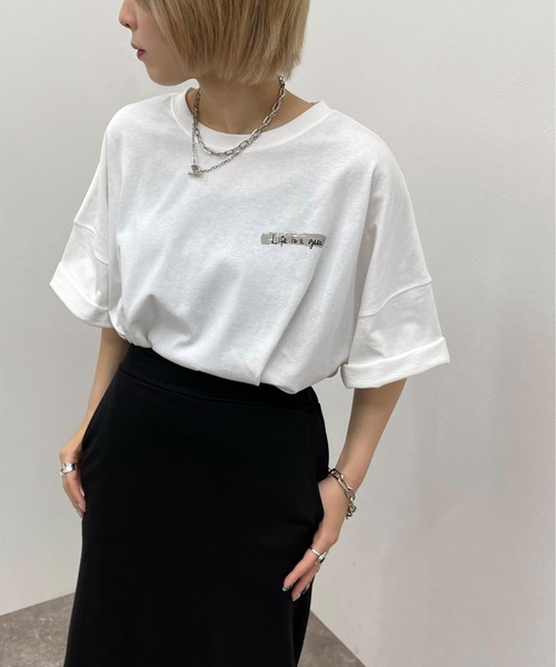 apres jour mignon(アプレジュールミニョン)の「アソートBIGスリットT2【ZOZOTOWN限定アイテム】(Tシャツ/カットソー・レディース・オフホワイト/ナチュラル/ブラック系その他2/その他/ダークブルー/ブラック/ブラック系その他/ホワイト系その他3/ホワイト系その他/ホワイト系その他2・フリー/X-LARGE)」の12枚目の写真