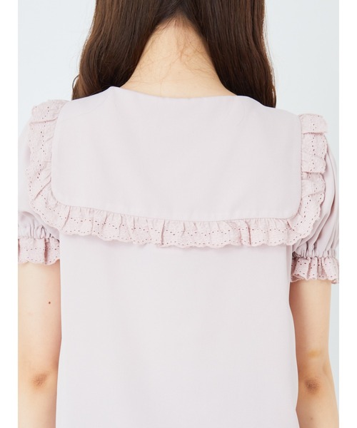 Ank Rouge（アンクルージュ）の「ダブルボタンセーラーブラウス（シャツ/ブラウス・レディース・ブラック/オフホワイト/ベビーピンク・M）」の7枚目の写真