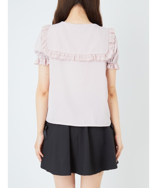 Ank Rouge（アンクルージュ）の「ダブルボタンセーラーブラウス（シャツ/ブラウス・レディース・ブラック/オフホワイト/ベビーピンク・M）」の4枚目の写真