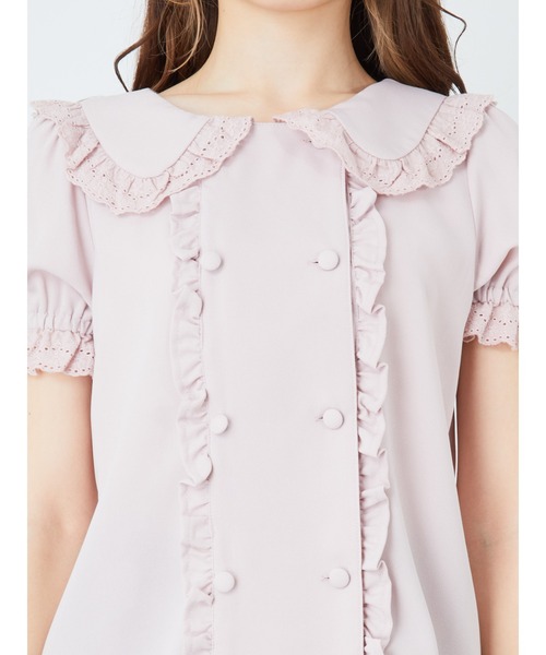 Ank Rouge（アンクルージュ）の「ダブルボタンセーラーブラウス（シャツ/ブラウス・レディース・ブラック/オフホワイト/ベビーピンク・M）」の13枚目の写真