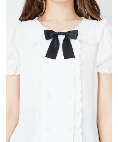 Ank Rouge（アンクルージュ）の「ダブルボタンセーラーブラウス（シャツ/ブラウス・レディース・ブラック/オフホワイト/ベビーピンク・M）」の8枚目の写真