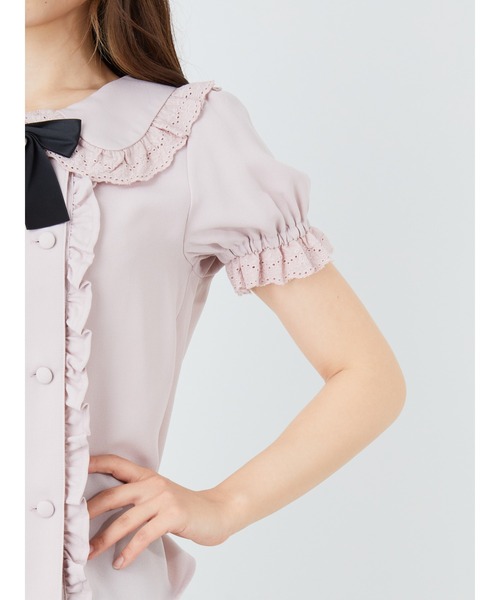 Ank Rouge（アンクルージュ）の「ダブルボタンセーラーブラウス（シャツ/ブラウス・レディース・ブラック/オフホワイト/ベビーピンク・M）」の11枚目の写真