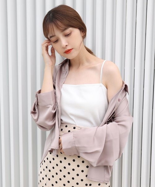 one after another NICE CLAUP（ワンアフターアナザーナイスクラップ）の「カップ付きキャミソールインナー（キャミソール・レディース・チャコールグレー/オレンジ/ホワイト/ベージュ・FREE）」の8枚目の写真