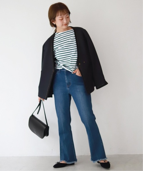 SLOBE IENA（スローブイエナ）の「ツイードVネック ノーカラー