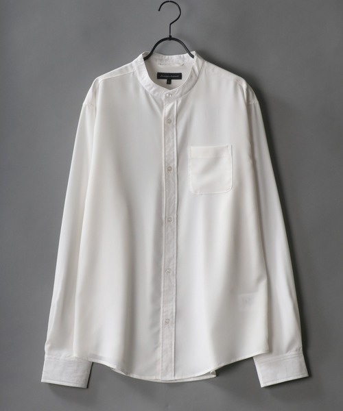 SITRY(シトリー)の「Drape Band Collar Shirt/ドレープ バンドカラー シャツ(シャツ/ブラウス・メンズ・ホワイト/チャコールグレー/ブラック/ターコイズブルー/モカ・LL/M/L)」の2枚目の写真