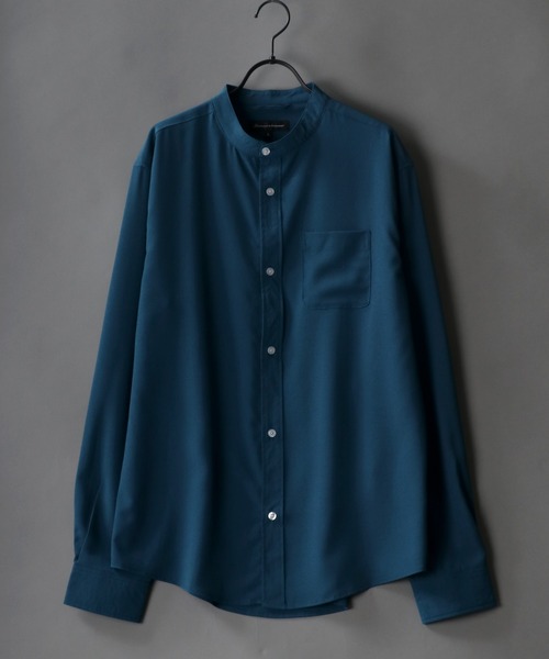 SITRY(シトリー)の「Drape Band Collar Shirt/ドレープ バンドカラー シャツ(シャツ/ブラウス・メンズ・ホワイト/チャコールグレー/ブラック/ターコイズブルー/モカ・LL/M/L)」の5枚目の写真