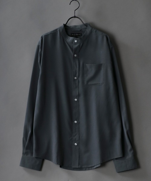 SITRY(シトリー)の「Drape Band Collar Shirt/ドレープ バンドカラー シャツ(シャツ/ブラウス・メンズ・ホワイト/チャコールグレー/ブラック/ターコイズブルー/モカ・LL/M/L)」の4枚目の写真