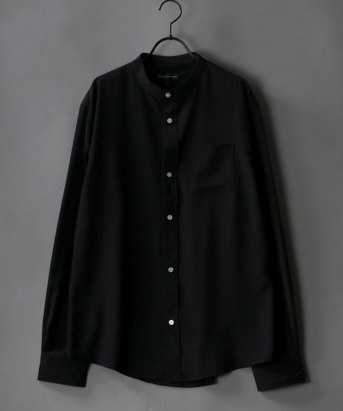 SITRY(シトリー)の「Drape Band Collar Shirt/ドレープ バンドカラー シャツ(シャツ/ブラウス・メンズ・ホワイト/チャコールグレー/ブラック/ターコイズブルー/モカ・LL/M/L)」の3枚目の写真
