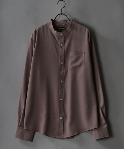 SITRY(シトリー)の「Drape Band Collar Shirt/ドレープ バンドカラー シャツ(シャツ/ブラウス・メンズ・ホワイト/チャコールグレー/ブラック/ターコイズブルー/モカ・LL/M/L)」の1枚目の写真
