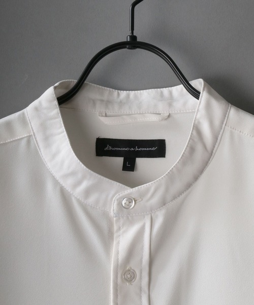 SITRY(シトリー)の「Drape Band Collar Shirt/ドレープ バンドカラー シャツ(シャツ/ブラウス・メンズ・ホワイト/チャコールグレー/ブラック/ターコイズブルー/モカ・LL/M/L)」の7枚目の写真