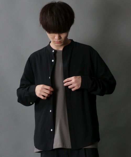 SITRY(シトリー)の「Drape Band Collar Shirt/ドレープ バンドカラー シャツ(シャツ/ブラウス・メンズ・ホワイト/チャコールグレー/ブラック/ターコイズブルー/モカ・LL/M/L)」の16枚目の写真