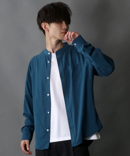SITRY(シトリー)の「Drape Band Collar Shirt/ドレープ バンドカラー シャツ(シャツ/ブラウス・メンズ・ホワイト/チャコールグレー/ブラック/ターコイズブルー/モカ・LL/M/L)」の22枚目の写真