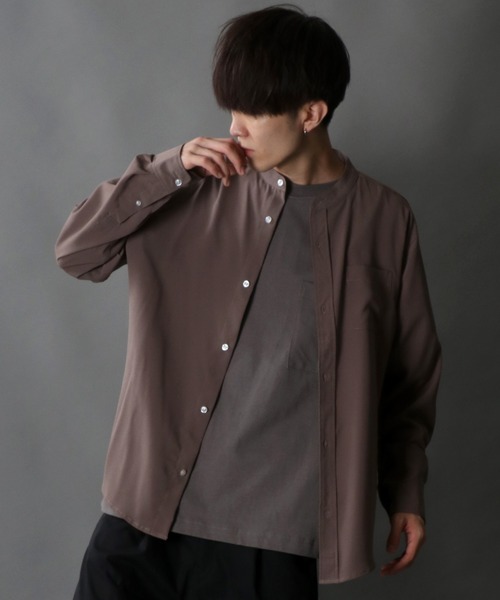 SITRY(シトリー)の「Drape Band Collar Shirt/ドレープ バンドカラー シャツ(シャツ/ブラウス・メンズ・ホワイト/チャコールグレー/ブラック/ターコイズブルー/モカ・LL/M/L)」の20枚目の写真