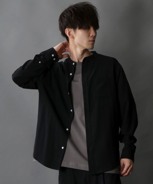 SITRY(シトリー)の「Drape Band Collar Shirt/ドレープ バンドカラー シャツ(シャツ/ブラウス・メンズ・ホワイト/チャコールグレー/ブラック/ターコイズブルー/モカ・LL/M/L)」の17枚目の写真