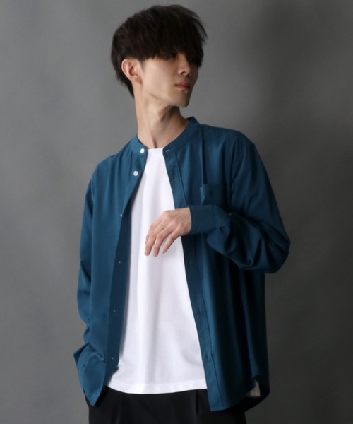 SITRY(シトリー)の「Drape Band Collar Shirt/ドレープ バンドカラー シャツ(シャツ/ブラウス・メンズ・ホワイト/チャコールグレー/ブラック/ターコイズブルー/モカ・LL/M/L)」の21枚目の写真