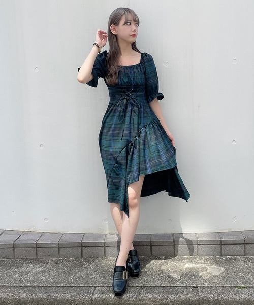 titty＆Co. PETIT（ティティアンドコープティ）の「【titty&Co.PETIT】イレヘムスピンドル5分袖ワンピース（ワンピース・レディース・グレー/グリーン/ブラウン/マルチ/レッド/ベージュ/ブラック・SMALL/MEDIUM）」の14枚目の写真