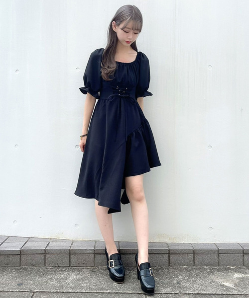 titty＆Co. PETIT（ティティアンドコープティ）の「【titty&Co.PETIT】イレヘムスピンドル5分袖ワンピース（ワンピース・レディース・グレー/グリーン/ブラウン/マルチ/レッド/ベージュ/ブラック・SMALL/MEDIUM）」の11枚目の写真