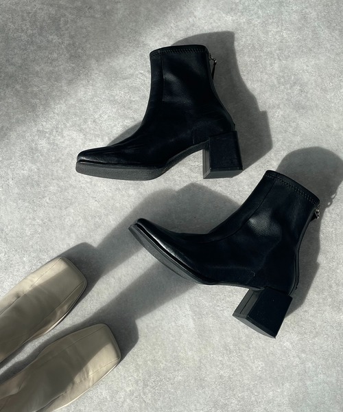 AS KNOW AS plus（アズノゥアズプラス）の「スクエアストレッチブーツ（ブーツ・レディース・アイボリー/ブラック/グリーン/ブルー/ピンク・M/L）」の6枚目の写真