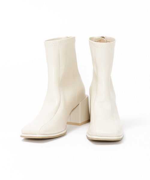 AS KNOW AS plus（アズノゥアズプラス）の「スクエアストレッチブーツ（ブーツ・レディース・アイボリー/ブラック/グリーン/ブルー/ピンク・M/L）」の18枚目の写真