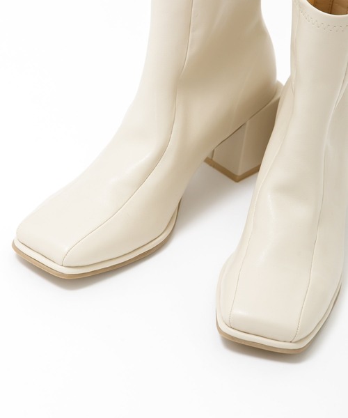 AS KNOW AS plus（アズノゥアズプラス）の「スクエアストレッチブーツ（ブーツ・レディース・アイボリー/ブラック/グリーン/ブルー/ピンク・M/L）」の21枚目の写真