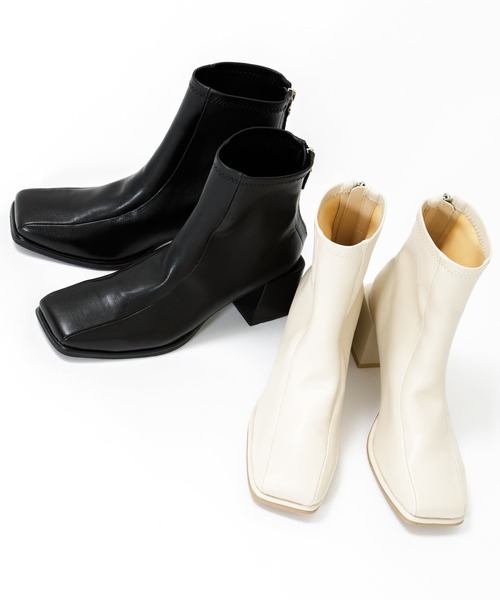 AS KNOW AS plus（アズノゥアズプラス）の「スクエアストレッチブーツ（ブーツ・レディース・アイボリー/ブラック/グリーン/ブルー/ピンク・M/L）」の14枚目の写真