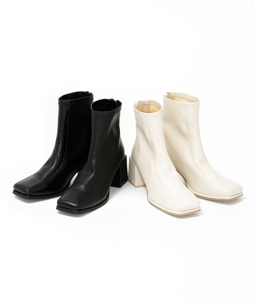 AS KNOW AS plus（アズノゥアズプラス）の「スクエアストレッチブーツ（ブーツ・レディース・アイボリー/ブラック/グリーン/ブルー/ピンク・M/L）」の17枚目の写真