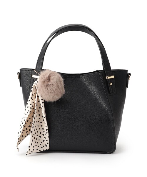 DRESKIP(ドレスキップ)の「◆ラビポン/スカーフ付き一枚皮風トート(トートバッグ・レディース・ベージュ/ワインレッド/ブラック/グレー・00)」の2枚目の写真