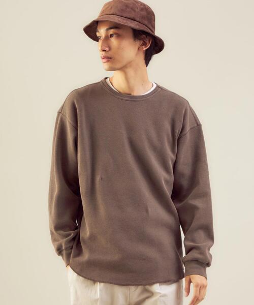 green label relaxing（グリーンレーベルリラクシング）の「＜GLR/ lab＞ウォッシュド ハニカム クルーネック 長袖 サーマル（Tシャツ/カットソー・メンズ・ダークグリーン/ナチュラル/ダークブラウン/オレンジ系その他・L/S/XL/M）」の2枚目の写真