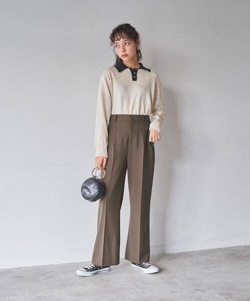 coen（コーエン）の「ウールライクセミフレアパンツ（スラックス・レディース・ブラック/パープル/モカ/ナチュラル・SMALL/MEDIUM/LARGE）」の21枚目の写真