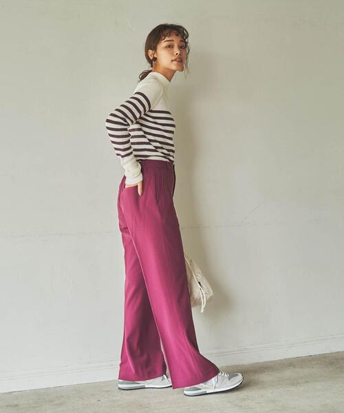 coen（コーエン）の「ウールライクセミフレアパンツ（スラックス・レディース・ブラック/パープル/モカ/ナチュラル・SMALL/MEDIUM/LARGE）」の10枚目の写真