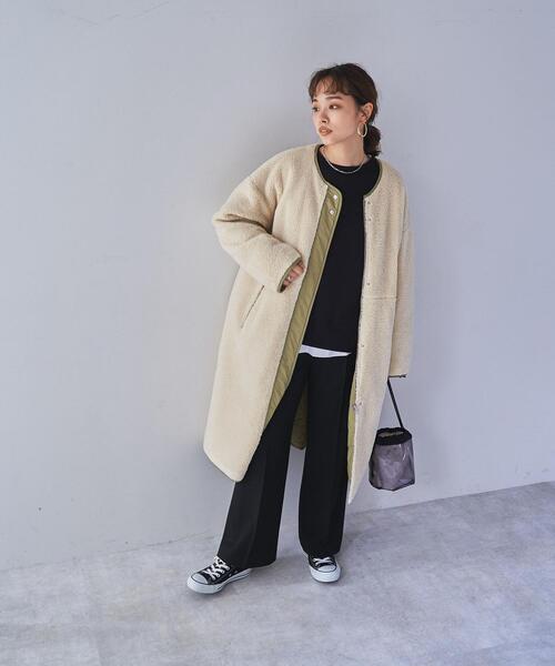 coen（コーエン）の「ウールライクセミフレアパンツ（スラックス・レディース・ブラック/パープル/モカ/ナチュラル・SMALL/MEDIUM/LARGE）」の8枚目の写真