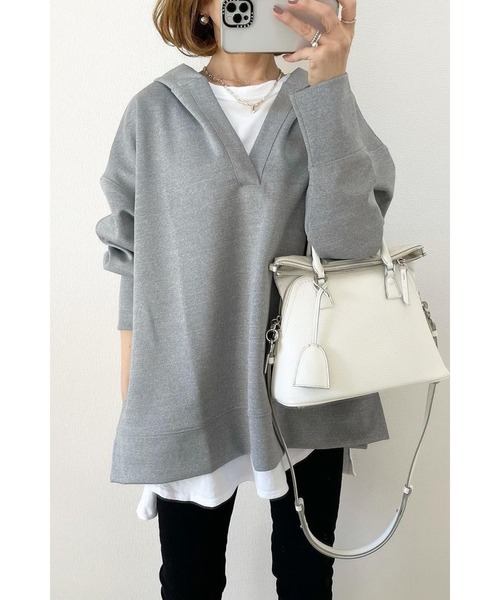 Bonjour Sagan（ボンジュールサガン）の「ライトダンボールスキッパーパーカー（パーカー・レディース・グレー・FREE）」の8枚目の写真