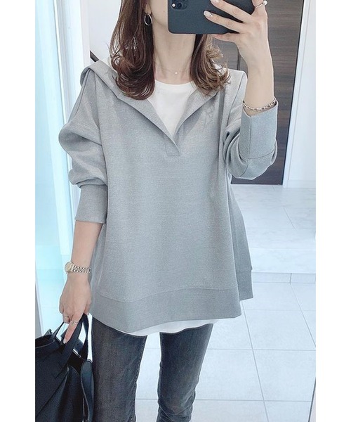 Bonjour Sagan（ボンジュールサガン）の「ライトダンボールスキッパーパーカー（パーカー・レディース・グレー・FREE）」の6枚目の写真